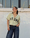 The HTOWN Crop Baseball Jersey (Champagne/Black)