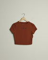 Women's Yeehaw Cropped Baby Tee (Caramel/Black)