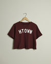 HTOWN Cropped Tee (Burgundy/White)