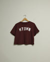 HTOWN Cropped Tee (Burgundy/White)