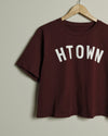 HTOWN Cropped Tee (Burgundy/White)
