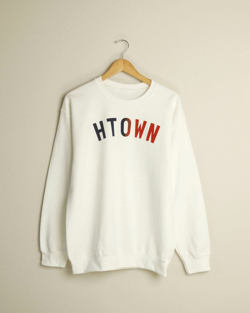 HTOWN Two-Tone Crewneck Sweatshirt (White/Navy/Red)