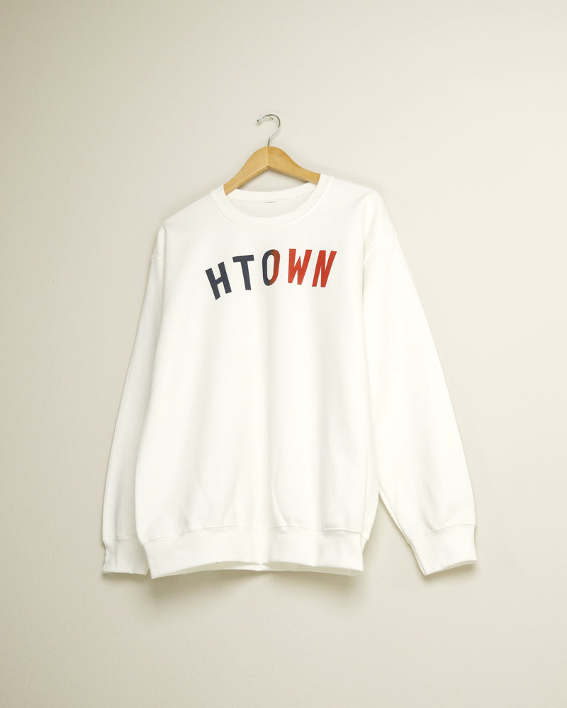 HTOWN Two-Tone Crewneck Sweatshirt (White/Navy/Red)