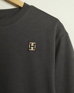 The H Embroidered Pima Cotton Tee (Charcoal/White)