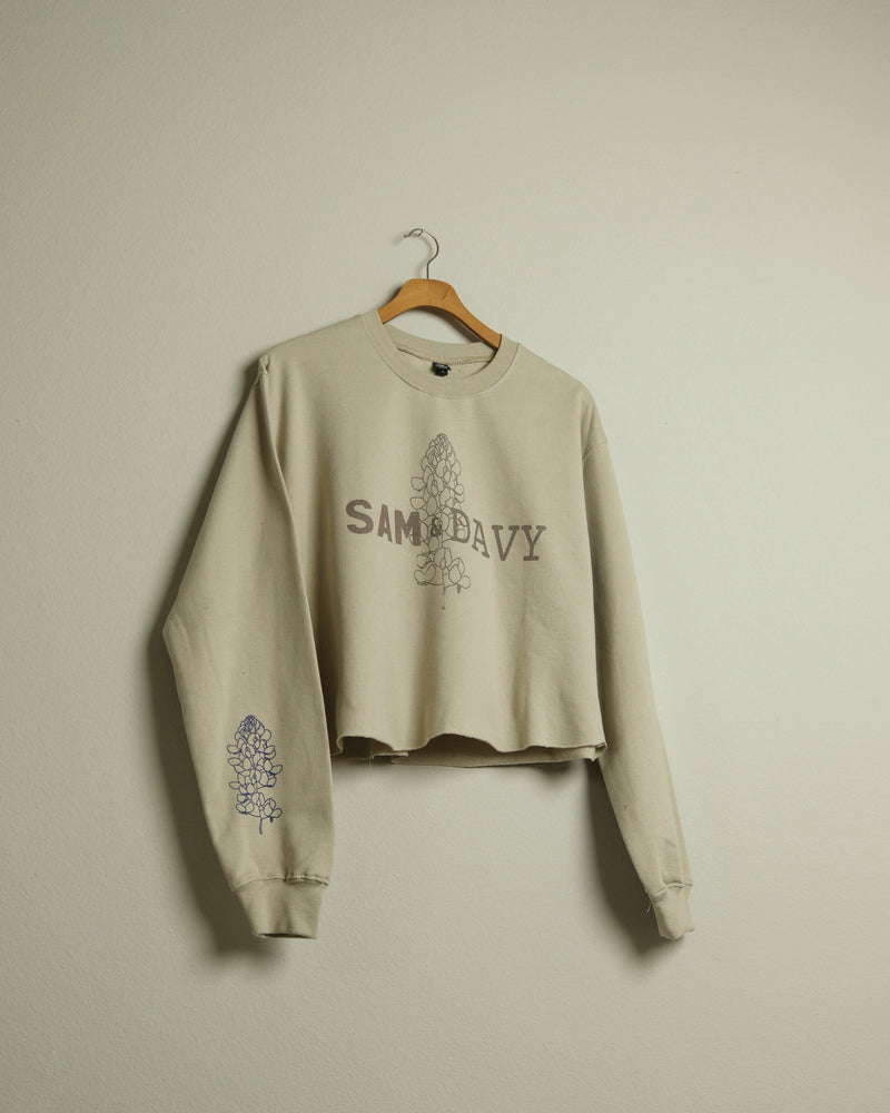 Sam & Davy Bluebonnet Crop Sweatshirt (Cream/Metallic Rose)