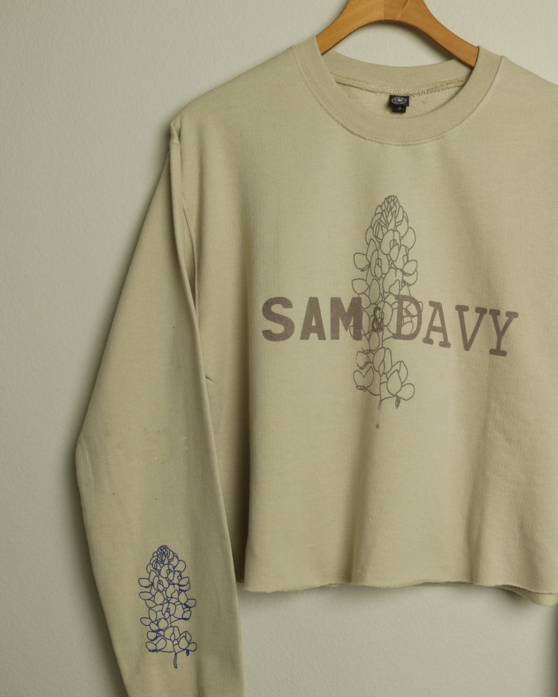 Sam & Davy Bluebonnet Crop Sweatshirt (Cream/Metallic Rose)