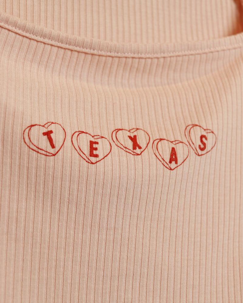 Texas Candy Heart Square Neck Crop Tee (Pink/Red)