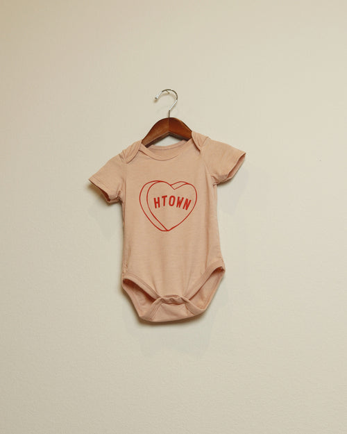 HTOWN Candy Heart Onesie (Dusty Pink/Red)