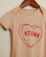 HTOWN Candy Heart Onesie (Dusty Pink/Red)