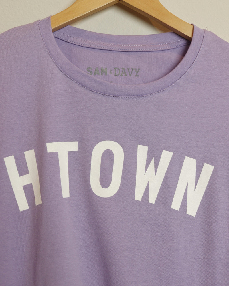 HTOWN Cropped Tee (Lavender Purple/White)