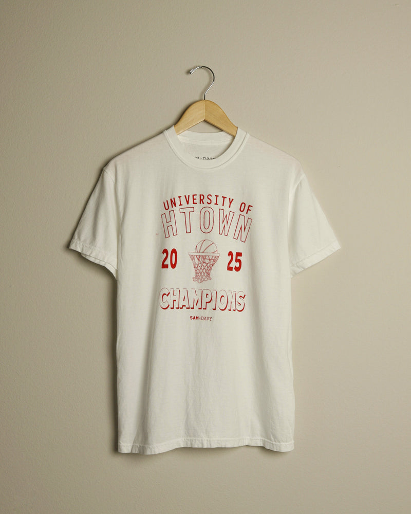 University of HTOWN 2025 Champions Vintage-Wash Tee (White/Red)