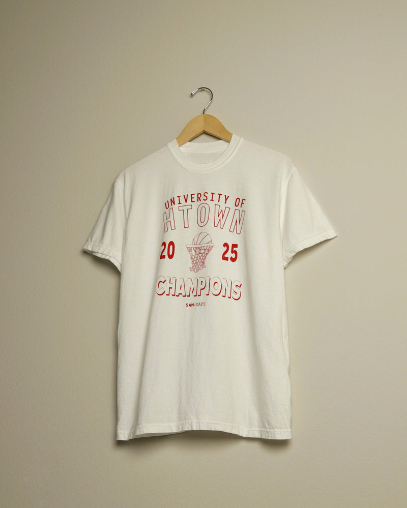 University of HTOWN 2025 Champions Vintage-Wash Tee (White/Red)