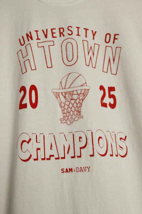 University of HTOWN 2025 Champions Vintage-Wash Tee (White/Red)