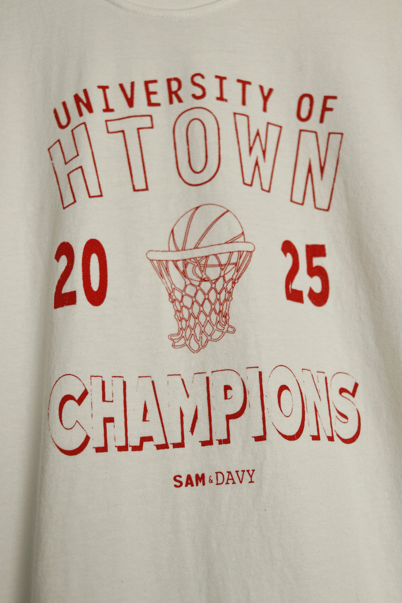 University of HTOWN 2025 Champions Vintage-Wash Tee (White/Red)