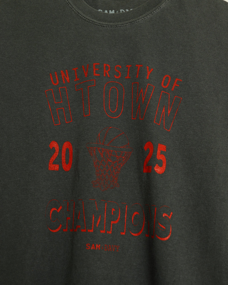 University of HTOWN 2025 Champions Vintage-Wash Tee (Charcoal/Red)