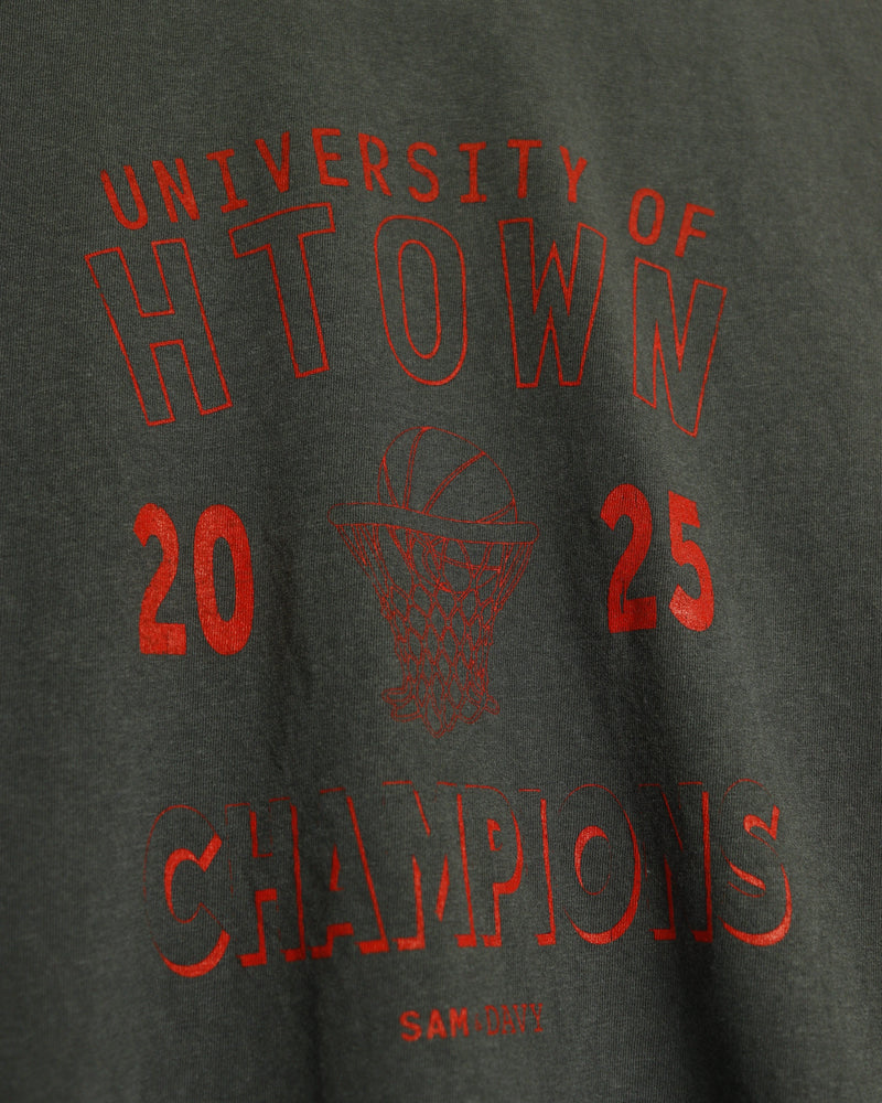 University of HTOWN 2025 Champions Vintage-Wash Tee (Charcoal/Red)