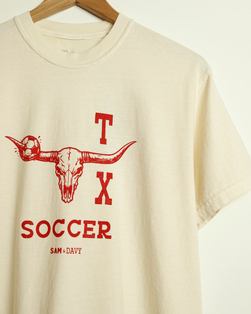 Texas Soccer Longhorn Vintage-Wash Tee (Cream/Red) – Sam & Davy