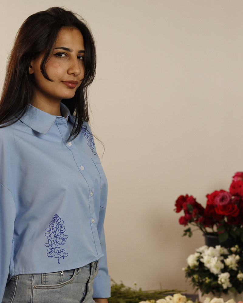 Bluebonnet Cropped Button Up