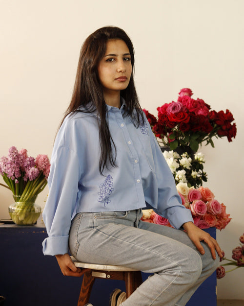 Bluebonnet Cropped Button Up