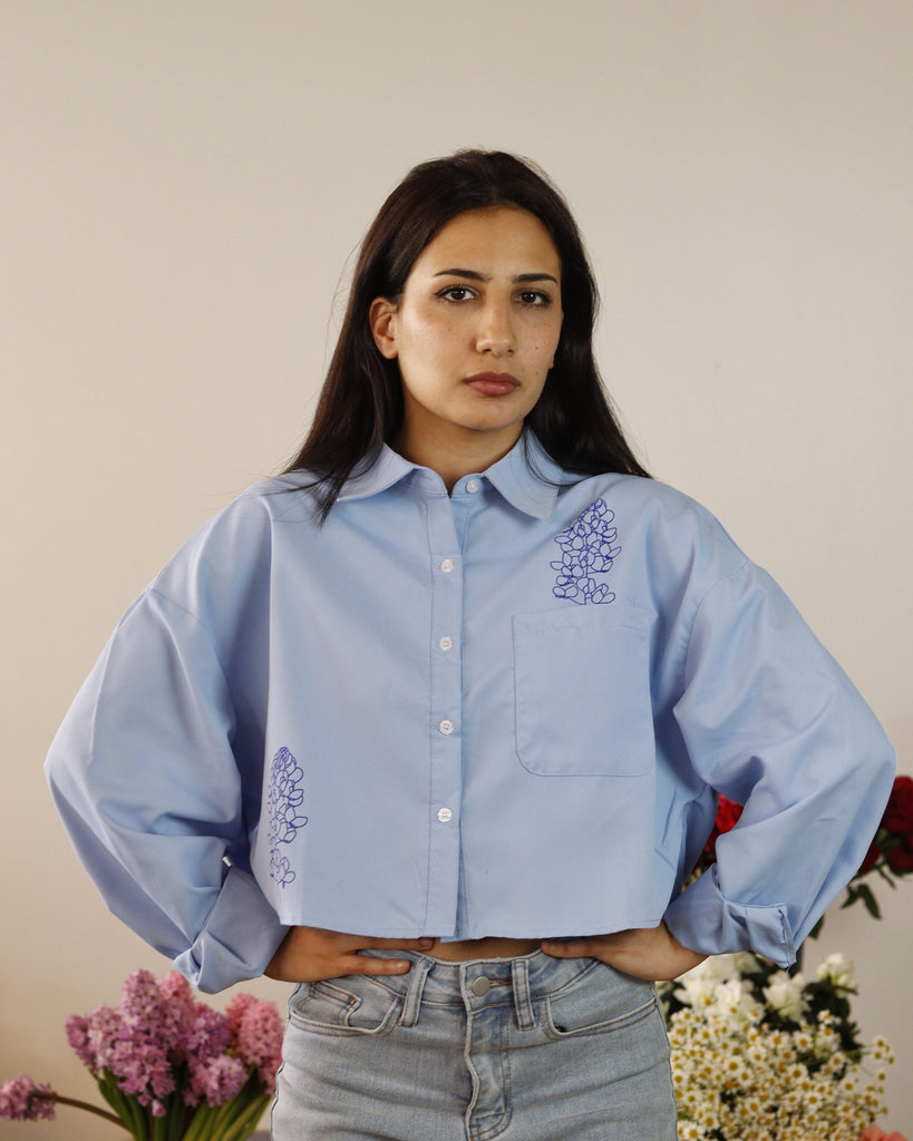Bluebonnet Cropped Button Up