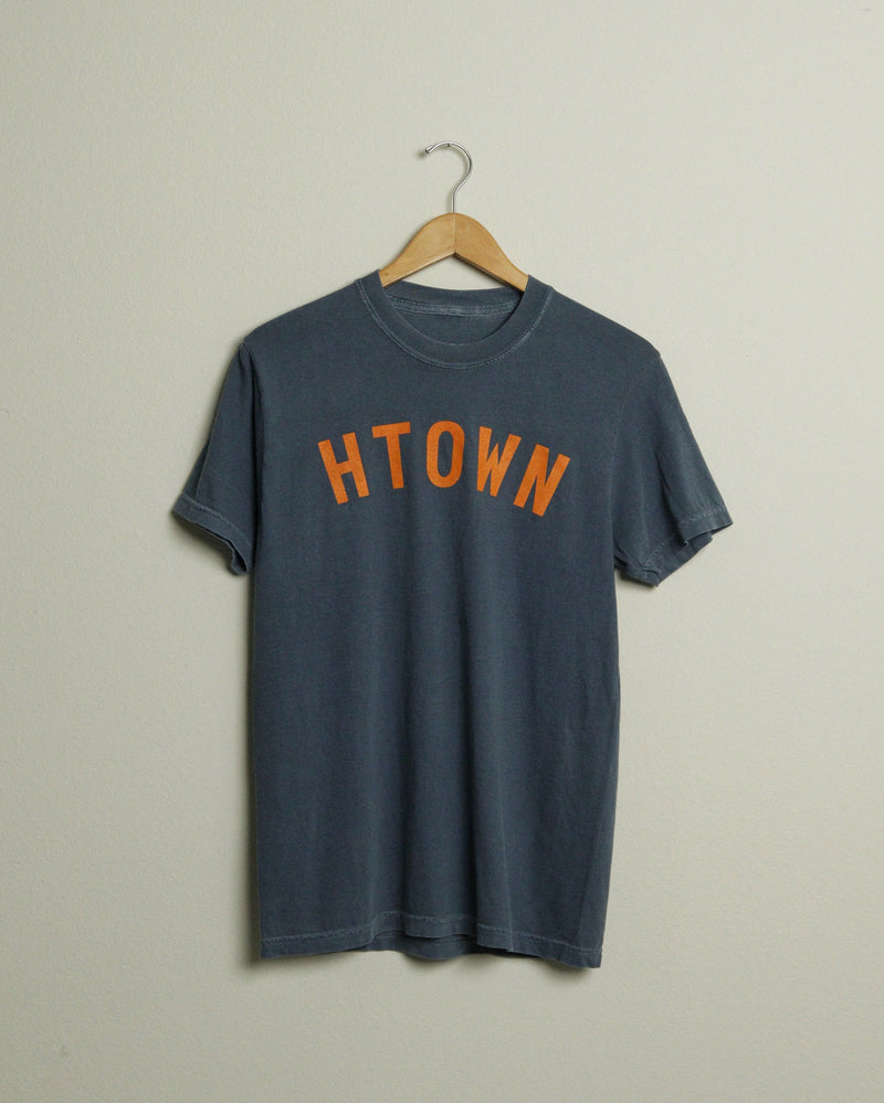 HTOWN Vintage-Wash Tee (Navy/Orange)