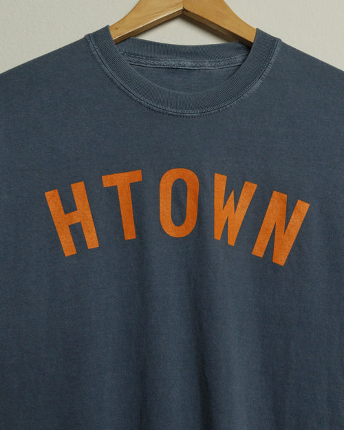 HTOWN Vintage-Wash Tee (Navy/Orange)