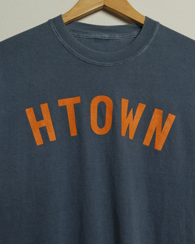 HTOWN Vintage-Wash Tee (Navy/Orange)