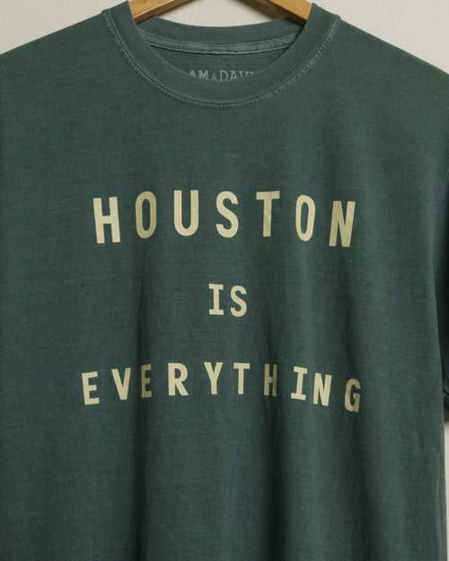 Houston is Everything Vintage-Wash Tee (Forest Green/Khaki)