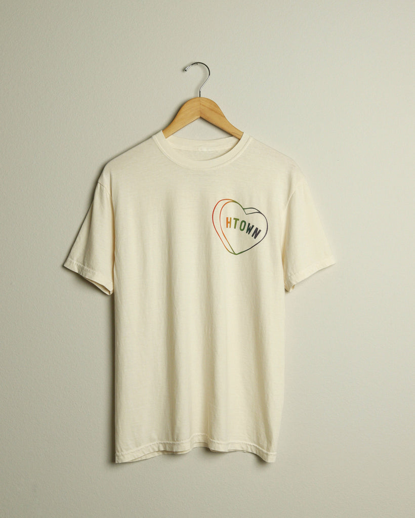 HTOWN Candy Heart Pride Vintage-Wash Tee (Cream)