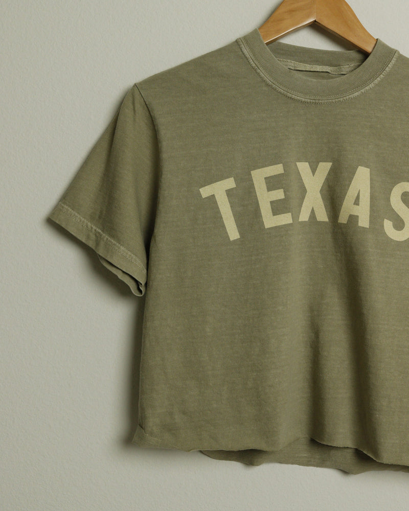Texas Crop Tee (Moss/Khaki)