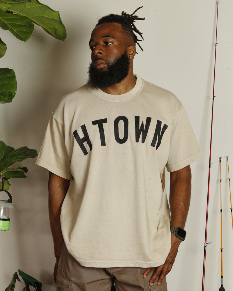 HTOWN Heavyweight Open Weave Tee (Khaki/Black)