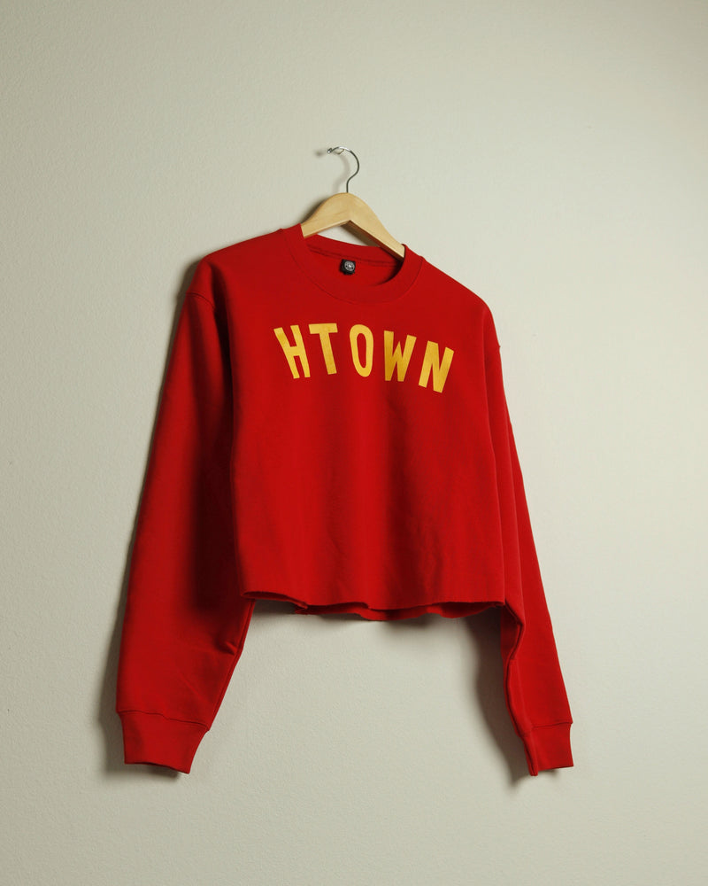 HTOWN Cropped Sweatshirt  (Red/University Gold)