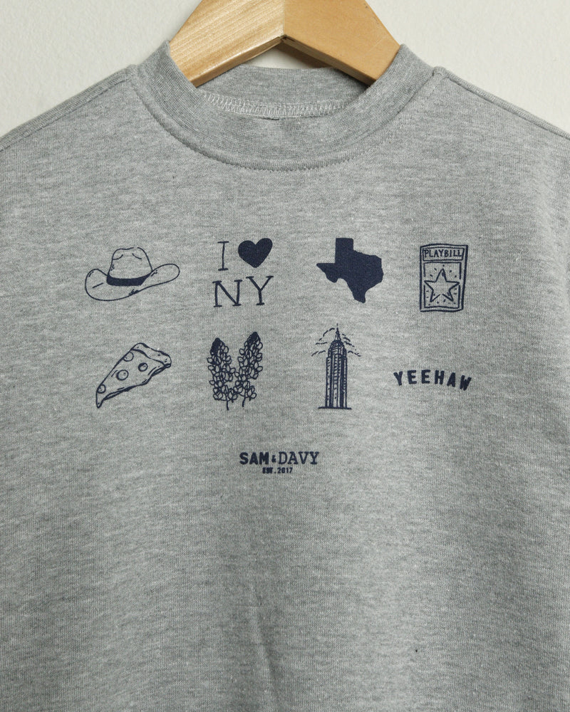 Texas to NYC Mash Up Toddler Crewneck Sweatshirt