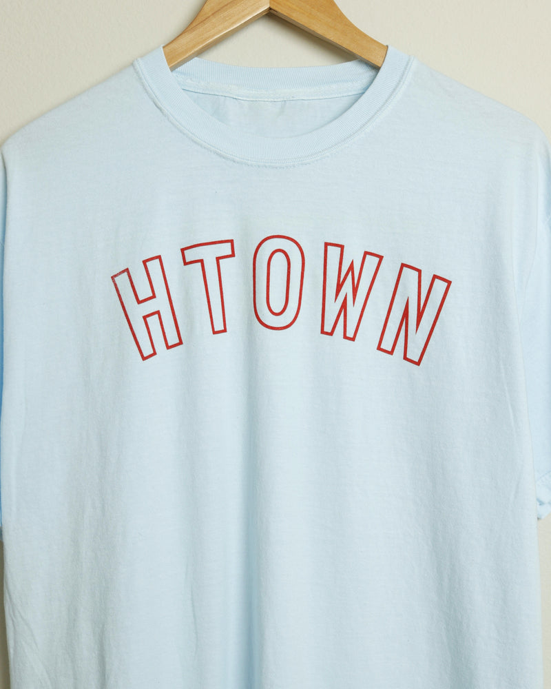 HTOWN Outline Midweight Tee (Sky Blue/Red)