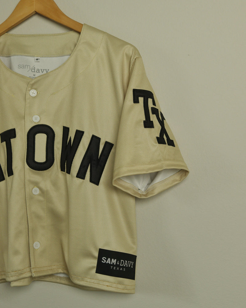 The HTOWN Crop Baseball Jersey (Champagne/Black)