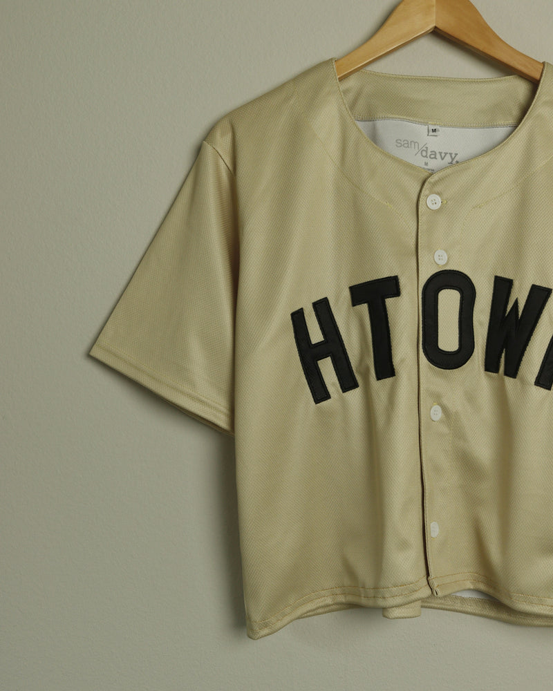 The HTOWN Crop Baseball Jersey (Champagne/Black)