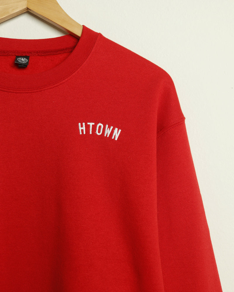 The HTOWN Embroidered Lightweight Crewneck (Red/White)