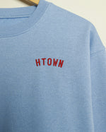 The HTOWN Embroidered Lightweight Crewneck (Sky Blue/Red)