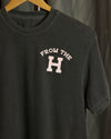 From the H Midweight Vintage-Wash Tee (Faded Charcoal/Pink