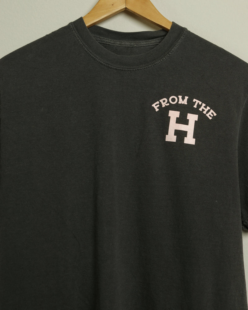 From the H Midweight Vintage-Wash Tee (Faded Charcoal/Pink