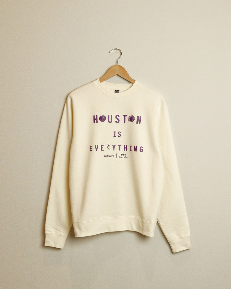 Dessert Gallery Houston is Everything Crewneck Sweatshirt (Cream/Purple)