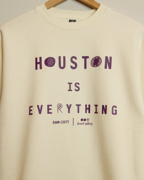 Dessert Gallery Houston is Everything Crewneck Sweatshirt (Cream/Purple)