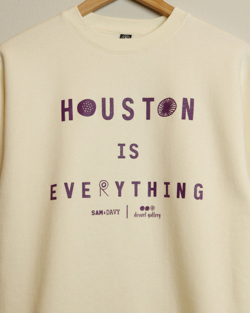 Dessert Gallery Houston is Everything Crewneck Sweatshirt (Cream/Purple)