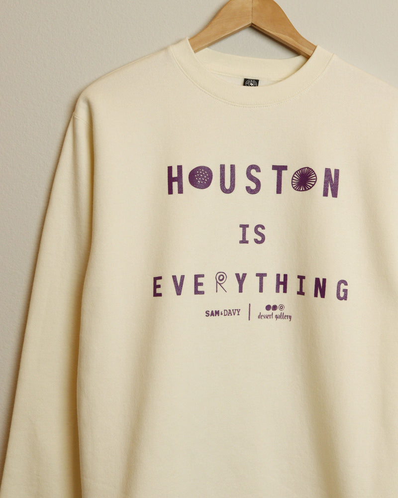 Dessert Gallery Houston is Everything Crewneck Sweatshirt (Cream/Purple)