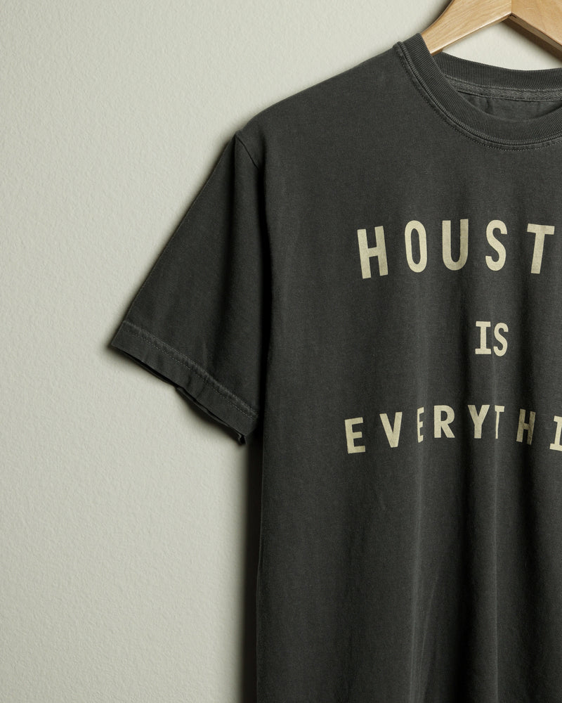 Houston is Everything Midweight Vintage-Wash Tee (Faded Charcoal/Khaki)