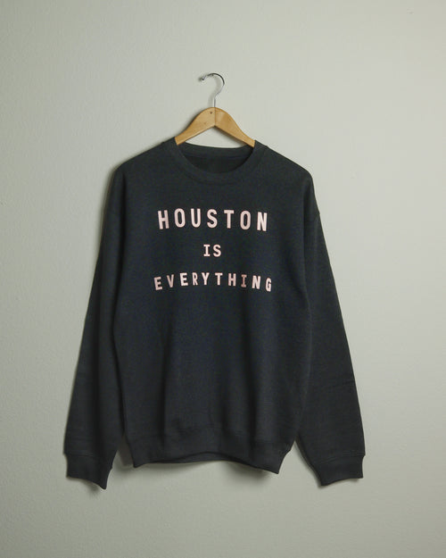 The Houston is Everything Crewneck (Unisex Heather Charcoal/Light Pink)