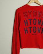 Triple HTOWN Long-Sleeve Crop Tee (Red/Navy)