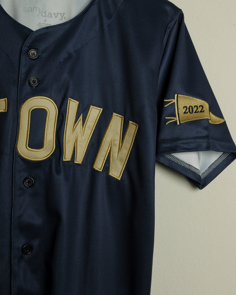 The HTOWN Pennant Baseball Jersey (Navy/Gold)