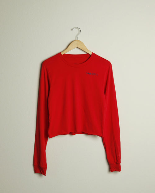 Triple HTOWN Long-Sleeve Crop Tee (Red/Navy)