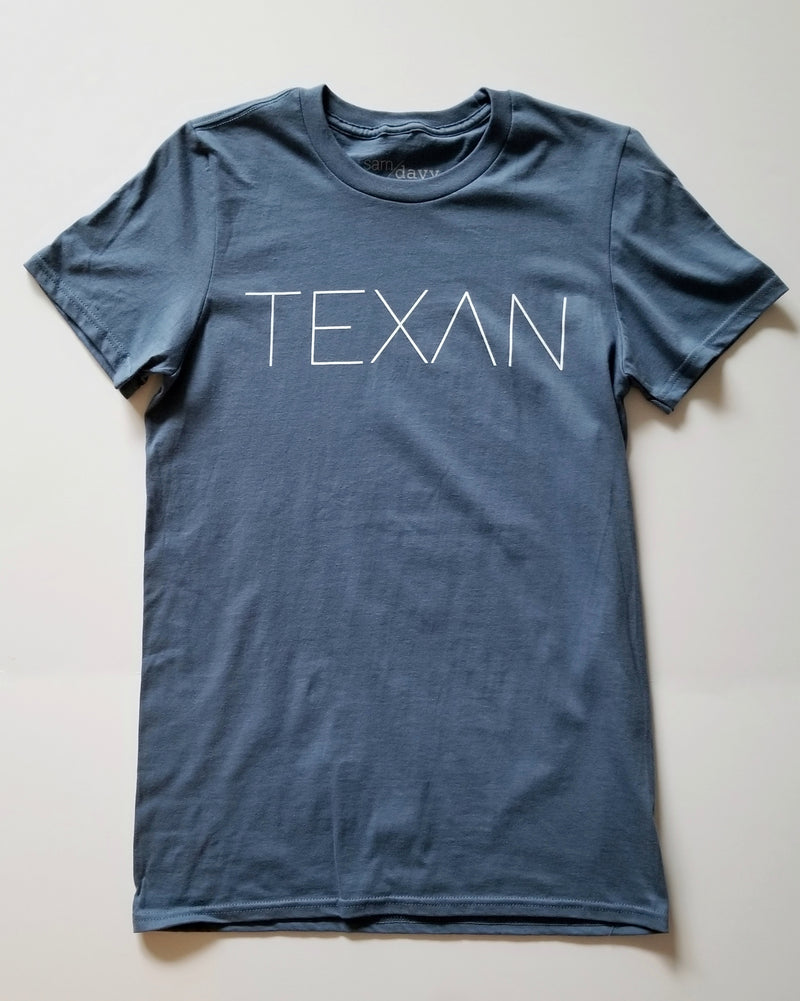 The Texan Pencil Tee (Unisex Blue/White)